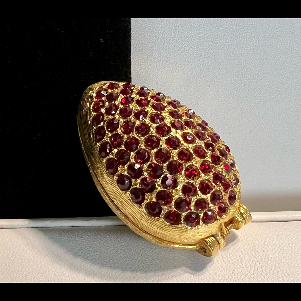 Vintage Gold Tone Crystal Pill Box